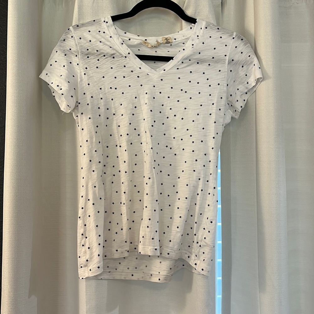 Christian Siriano white short sleeved shirt with blue stars